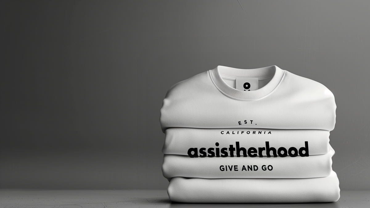 stack of branded white sweatshirts